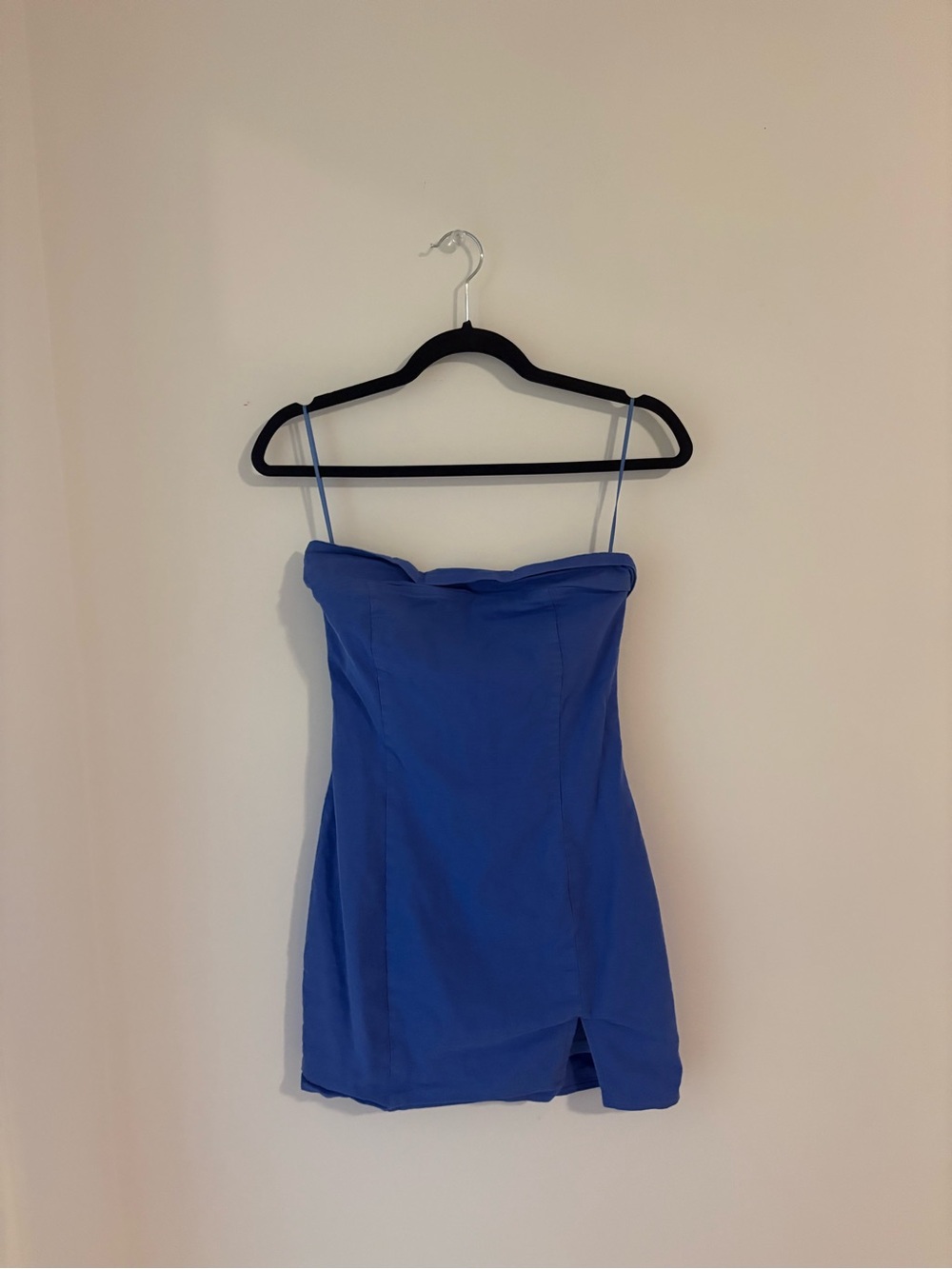 Cobalt Strapless Mini Dress with Spaghetti Straps